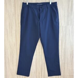 Banana Republic Flat Front Pants Men's Size 34X30 Navy Blue Tech Polyester Golf